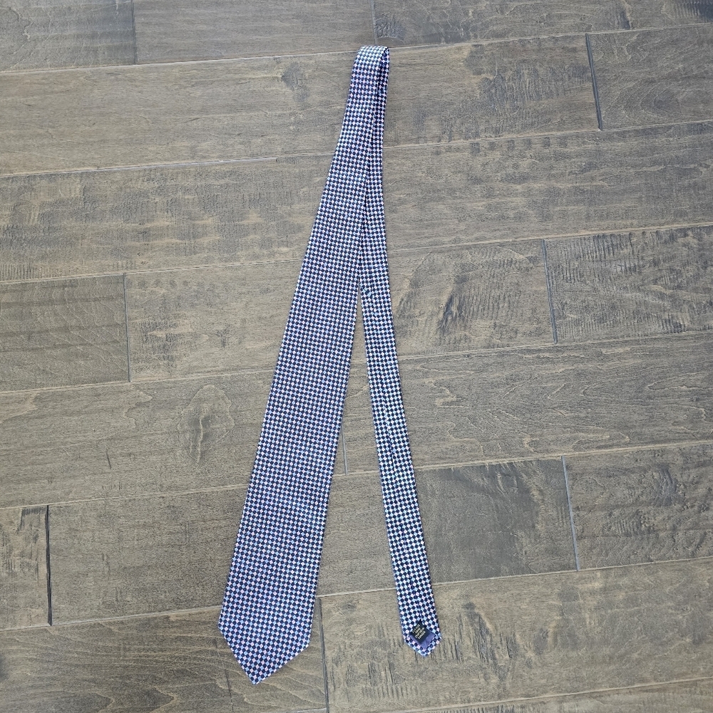 Christian Dior Vintage 100% Italian Silk Dior Signature Geometric Pattern Tie